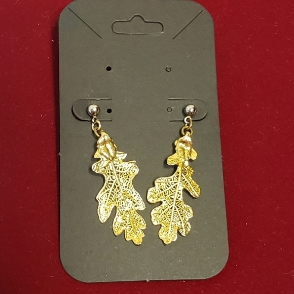 Andante Gold Dipped Large Hoop Earrings NWT & Gold Dipped Leaf Earrings REDUCED - Picture 3 of 8